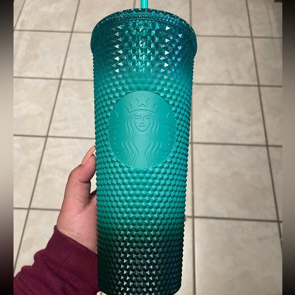 Green ombré studded Starbucks cup